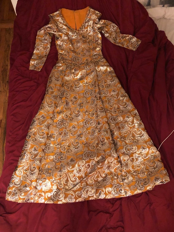 1960s metallic brocade gown - image 6