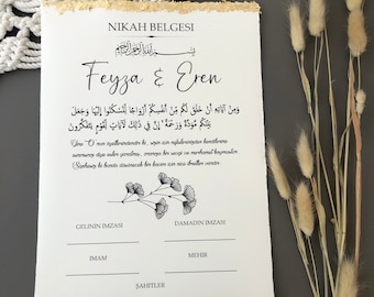 Nikah Belgesi, Dini Nikah, Islamic Marriage Certificate, Islamic Marriage Certificate