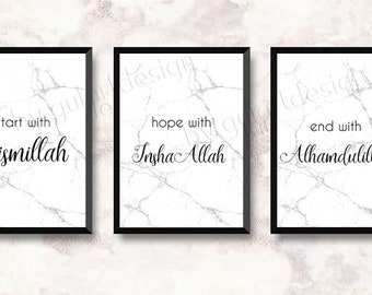 Allah, Bismillah, Inshaallah, Alhamdulillah, Islam, Wallart, islamic decor, islamicwallart, islamicquotes, islamposter, islamique, poster
