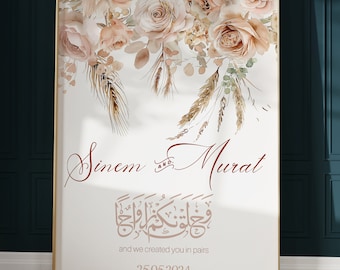 Plakat islamski, Ślub islamski, Malowidła islamskie, Dekoracja islamska, Islamicwallart, Boho