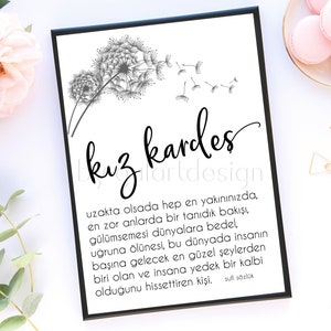 1853-5726-3252 Kiz kardes, Geschenk für Schwester, Islamische Geschenke, Islamische Wandbilder, Eid Geschenk