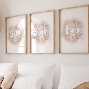 Islamic Poster Set, Sabr, Shukr, Dua, Islamic Wall Art with Roses