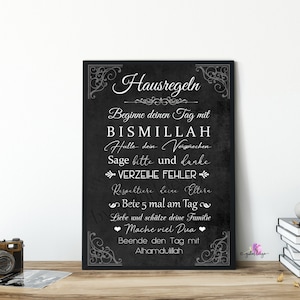 Islam, Islamic gifts, Muslims, Islamic murals, Islamic posters, Islamic wall art, Islamic quotes, wall decoration, bismillah, house rules