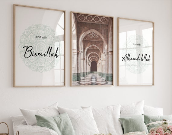 Islamische Wandbilder, Islamische Poster, Bismillah Poster Set, Alhamdulillah Poster Set