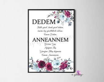Mother's Day gift, Anneler günü, Babaanne, Anneanne, Islamic murals, Gifts for grandma