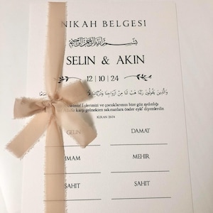 Nikah Belgesi, Nikah Zertifikat, Islamische Eheurkunde, Islamische Ehezertifikat, Islamic Wedding Certificate