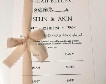 Nikah Belgesi, Certificado Nikah, Certificado de Casamento Islâmico, Certificado de Casamento Islâmico, Certificado de Casamento Islâmico