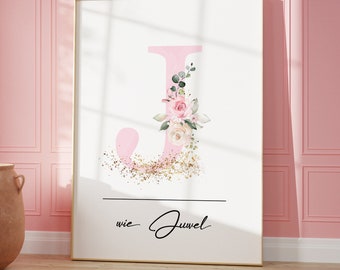 Regalo de baby shower, póster con nombre, póster con iniciales de nombre, regalo de cumpleaños, decoración de guardería, regalo de Navidad para niño