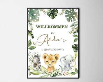 Meilensteintafel, Willkommenstafel, Geburtstag, Safari, Afrika, Tiere, Motto, Babyparty ,Partydeko, Kindergeburtstag, kids