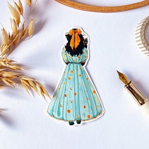 Sticker girl in moon dress brown