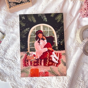 Illustrated Postcard Christmas Girl