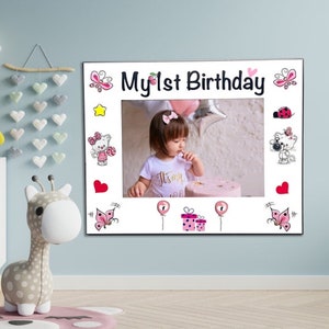 My First Birthday Frame, Personalized Kids Picture Frame, Baby Shower Gift, 5”x7” Wooden Frame, Unique Birthday Party Decor