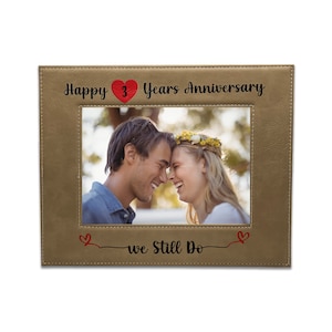 Leatherette 5x7 Picture Frame Personalized 3rd Wedding Anniversary Gift, Custom Photo Gift Leather Anniversary Gifts for Husband and Wife