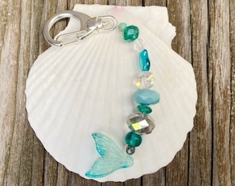 mermaid keychain, beach keychain, mermaid gift, mermaid tail, purse charm, beach bag charm