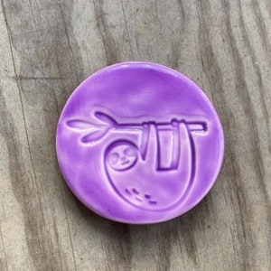 sloth magnet, fridge magnet, clay magnet, sloth lover gift, purple magnet
