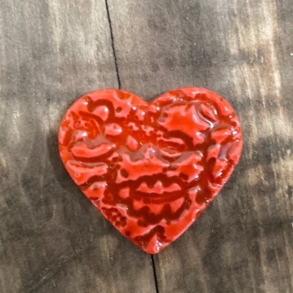 heart magnet, red heart, clay magnet, heart gift, heart decor, fridge magnet, refrigerator magnet