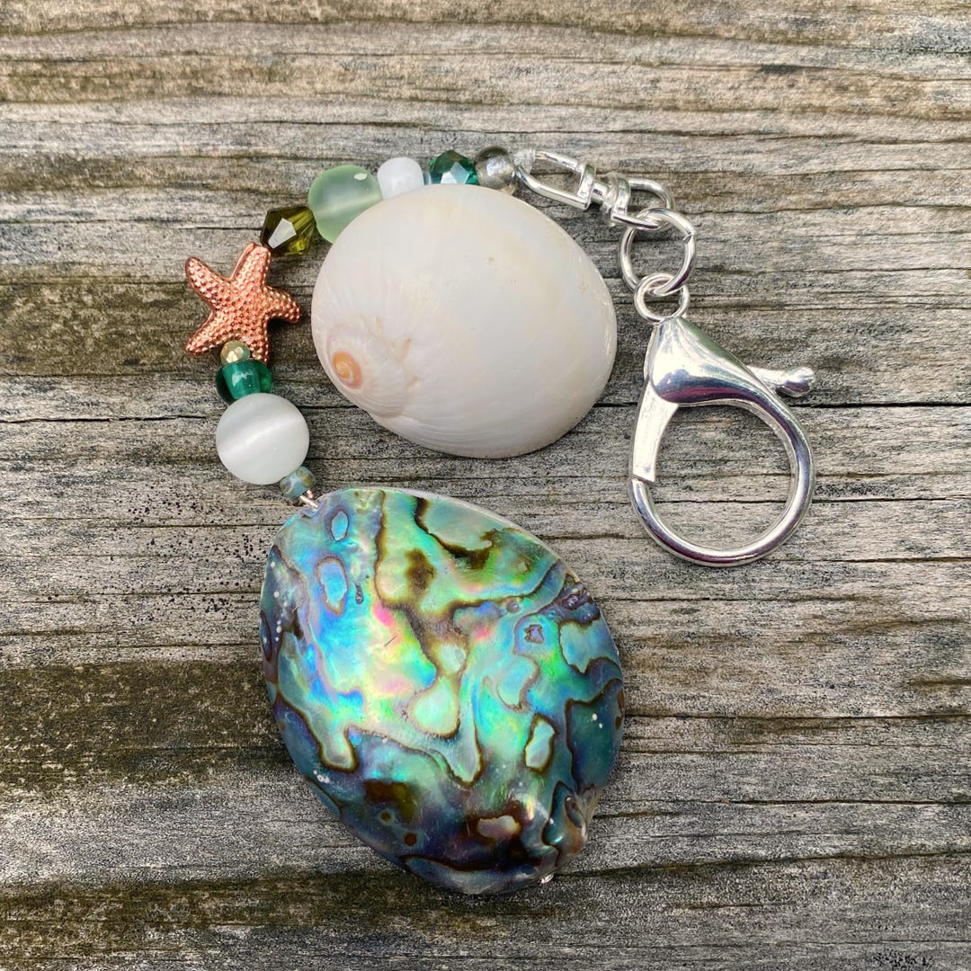 Beach Keychain, Purse Charm, Beach Bag Charm, Abalone Keychain - Etsy