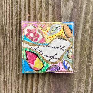 mini bird painting on canvas, 2 x 2 inches, whimsical bird painting, bird art