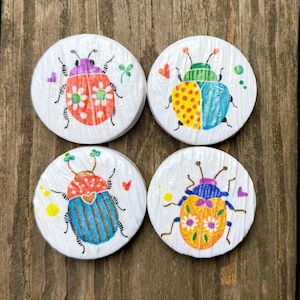 beetle magnets, fridge magnets, bug magnets, refrigerator magnets, set of 4