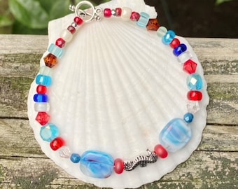 seahorse bracelet, beach bracelet, seahorse jewelry, seahorse gift, beach jewelry