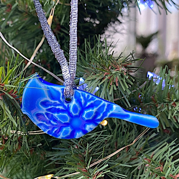 mini blue jay ornament, mini blue jay tag, bird decor, gift tag, favor tag