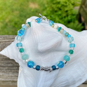 seahorse bracelet, boho bracelet, bead bracelet, beach bracelet, seahorse jewelry, seahorse gift