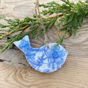 clay bird ornament, bird decor, spring ornament, spring decor