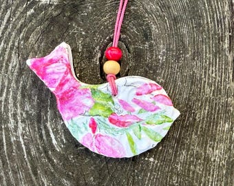 enfeite de pássaro, enfeite de argila, enfeite de flor