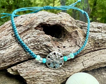 sand dollar bracelet, friendship bracelet, adjustable bracelet, nylon bracelet, beach bracelet, sand dollar jewelry