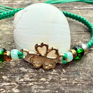 shamrock friendship bracelet, adjustable nylon cord bracelet, clover bracelet, shamrock jewelry