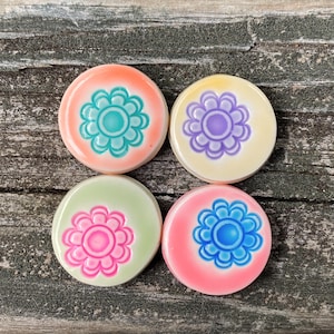 clay flower magnets, fridge magnets, set of 4