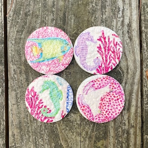 sea life magnets, ocean magnets, fridge magnets, tropical magnets, set of 4