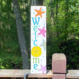 hand painted welcome sign, beach house sign, reclaimed shingle