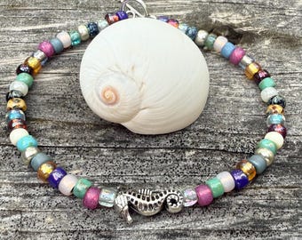 seahorse bracelet, beach bracelet, seahorse jewelry, seahorse gift, beach jewelry