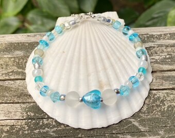 heart bracelet, heart jewelry, bead bracelet, boho bracelet, beaded bracelet