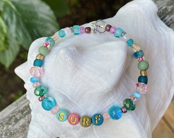 bracelet surf, bracelet de plage, bijoux surfeur, cadeau surfeur, bracelet de perles