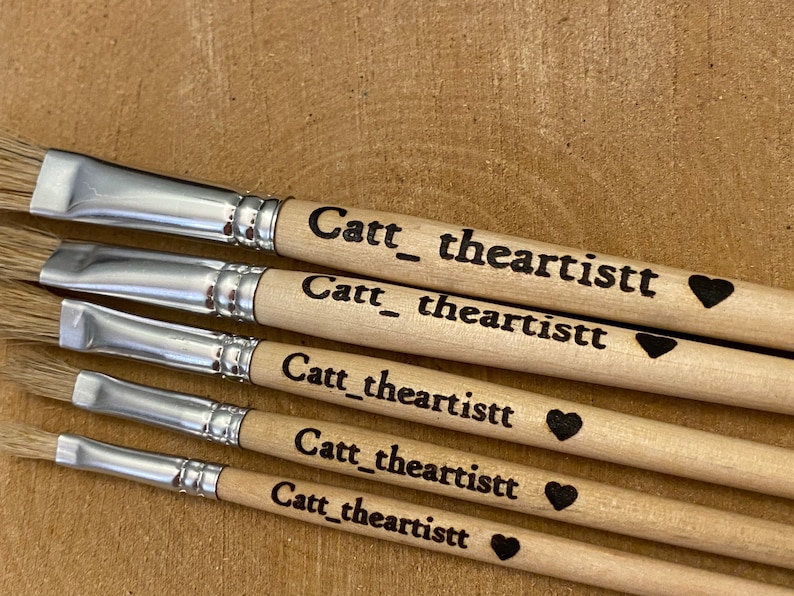 Set of 5 brushes,Brush and black hearts,personalized brush,knight of the brush,personalized gift,painter brush,painter gift,gift for painter image 2