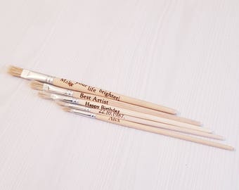 Set of 5 brushes,Brush,personalized brush,knight of the brush,artist,personalized gift,painter brush,painter gift,gift for painter,wood gift