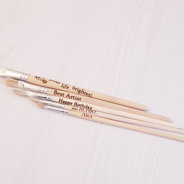 Set of 5 brushes,Brush,personalized brush,knight of the brush,artist,personalized gift,painter brush,painter gift,gift for painter,wood gift