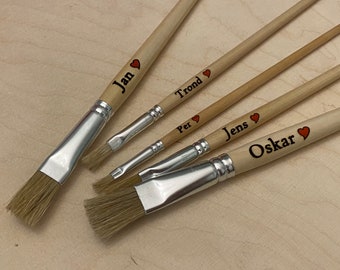 Personalised Paint Brush,custom Brush Set, Wood Burned Artist