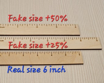 Set of 3 fake size rulers,4 fake inch,6 fake inch, trick ruler,personalized ruler,personalised Wooden Ruler,custom request,ruler,fake ruler