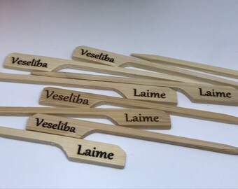 Set von 10 Holz-Sticks, Hochzeit-Sticks, Essen Stifte, anfangs Stifte, Tischdekoration, Essen, Beschriftung, Party-Sticks, personalisierte Stöcke, Küchenzubehör