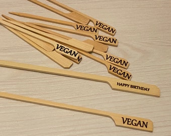 Lange Stäbchen, 10er Set Holzstäbchen, Lustige Sticks, Essensnadeln, Veganes Geschenk, Tischdekoration, Vegane Party Sticks, Vegan