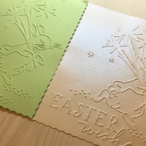 Ostern Wünsche Karten, extrudiert Ostern Text, geprägt Kaninchen Ostern, Ostern-Geschenk-Karten, Ostern Favor Tags, Osterhase, Osterkorb, Osterdeko