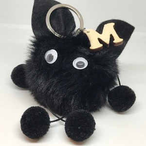 Initial Cat Eyes keychain,Pompom Key Chain,personalized Key Ring,Soft Cat Ball,pom pom keychain,Car accessories,Gift for her,Soft ball chain