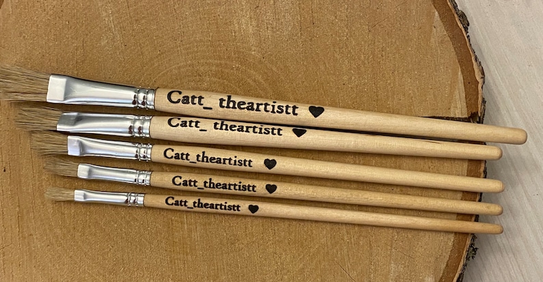 Set of 5 brushes,Brush and black hearts,personalized brush,knight of the brush,personalized gift,painter brush,painter gift,gift for painter image 4