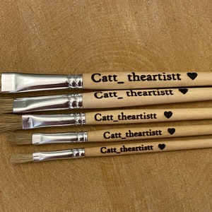 Set of 5 brushes,Brush and black hearts,personalized brush,knight of the brush,personalized gift,painter brush,painter gift,gift for painter image 5