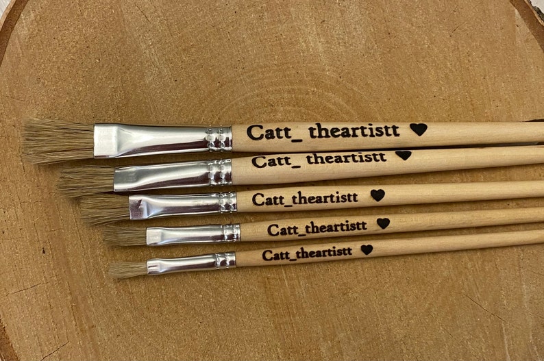 Set of 5 brushes,Brush and black hearts,personalized brush,knight of the brush,personalized gift,painter brush,painter gift,gift for painter image 5