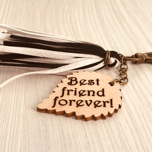 BFF Keychains,best friends,custom keychains,wooden sheet,surprise chains,couple,personalized sheets,surprise phrase,black and white keychain image 5