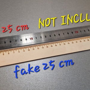 Righello di dimensioni finte su due lati da 25 cm 10 pollici, dimensione -10%, righello speciale, righello personalizzato, righello inciso, righello di legno personalizzato, richiesta personalizzata